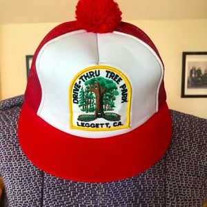 Vtg 70s Redwoods trucker hat with Pom Pom